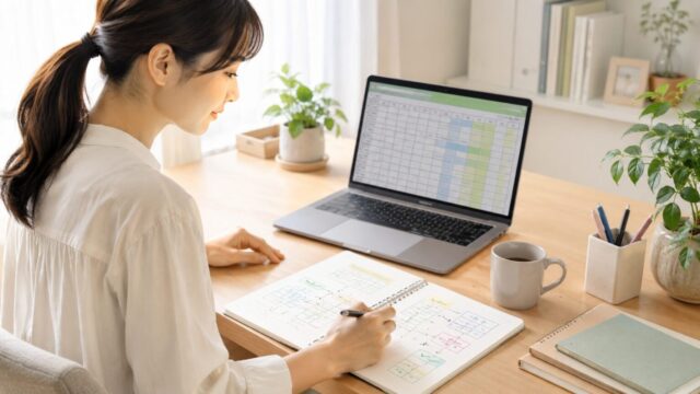 在宅ワーク前にデータ入力とデータ整理の違いを確認する作業風景