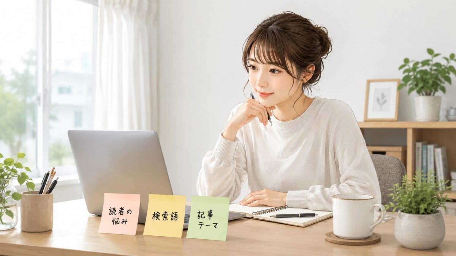 派遣社員がブログ収益化で読者の悩みを整理している様子