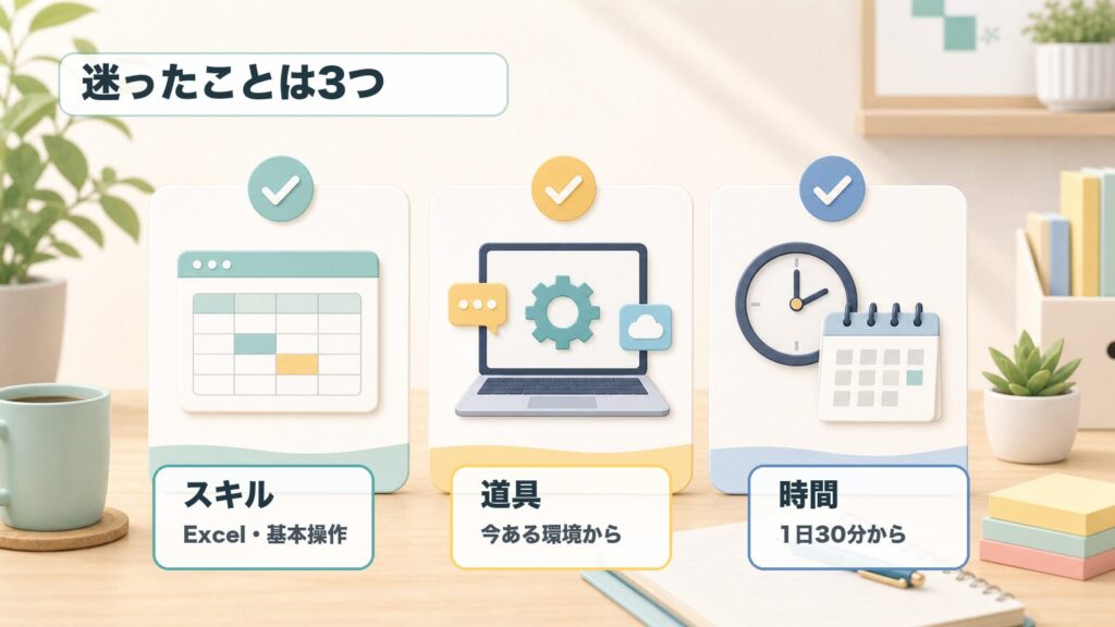在宅ワーク準備で迷いやすいスキル・道具・時間の3つ
