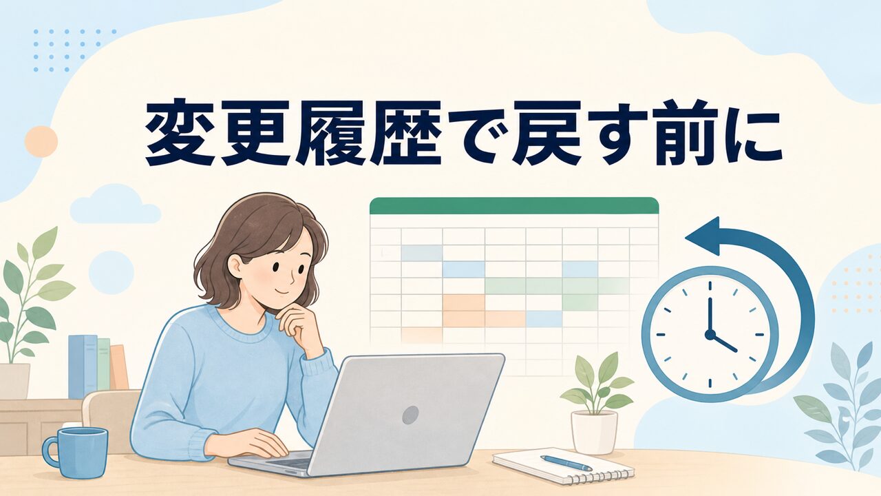 Googleスプレッドシートの変更履歴を確認してから戻す人のイラスト