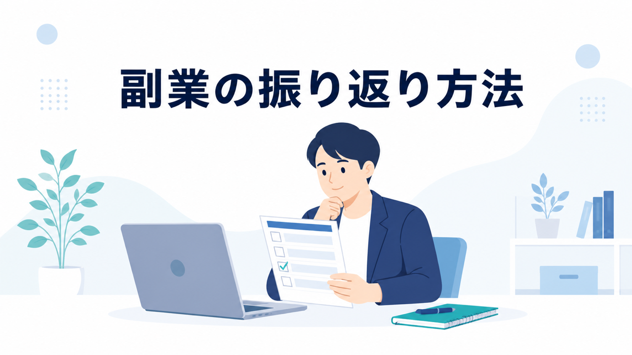 週次振り返り表を確認しながら副業の進め方を整理する派遣社員