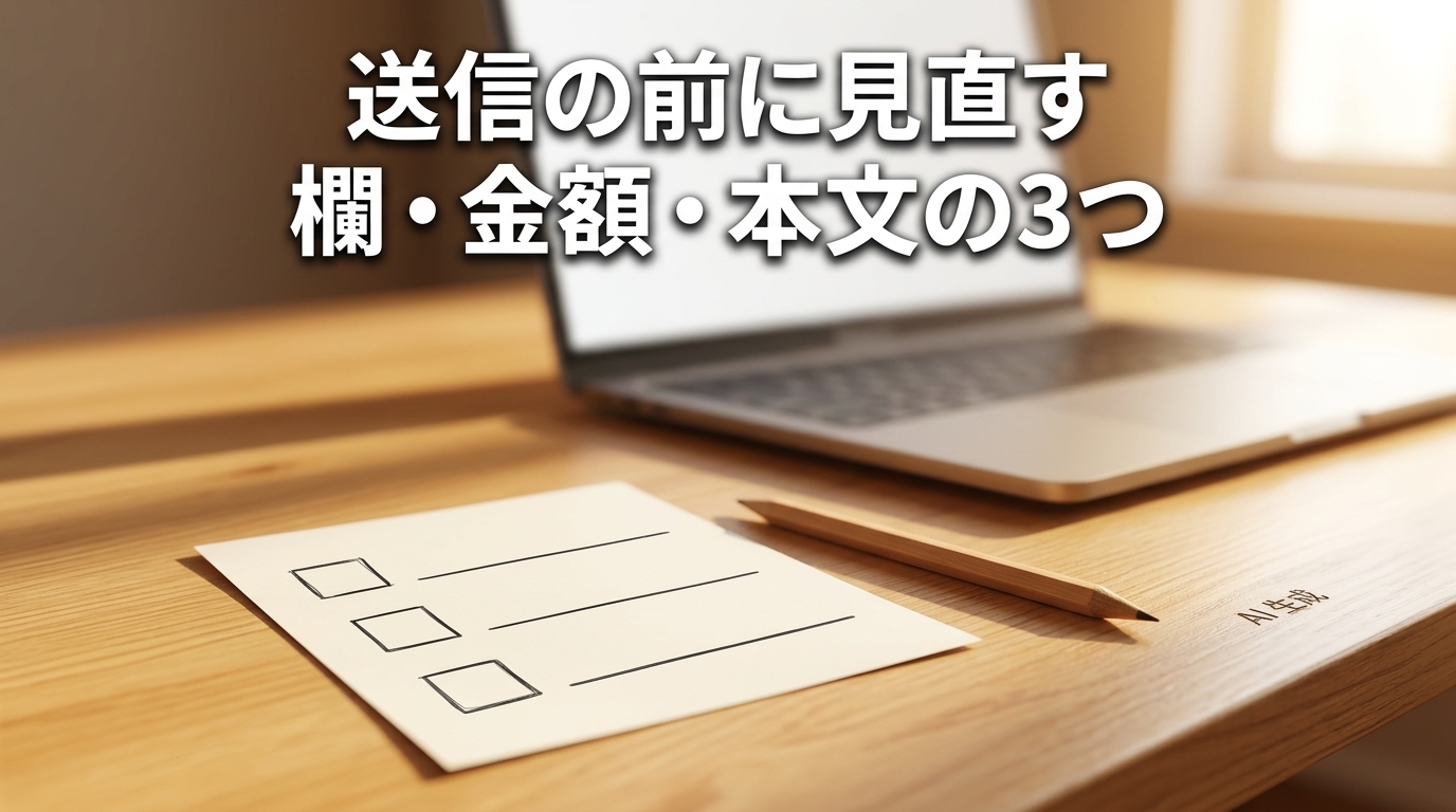 送信の前に、欄・金額・本文の3つを見直す