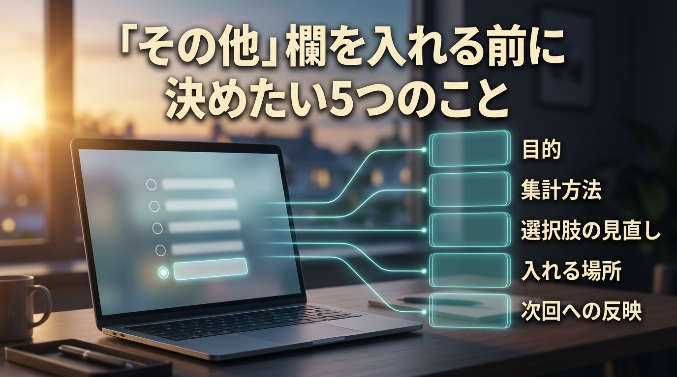 「その他」欄を入れる前に決めたい5つのこと(目的・集計方法・選択肢の見直し・入れる場所・次回への反映)